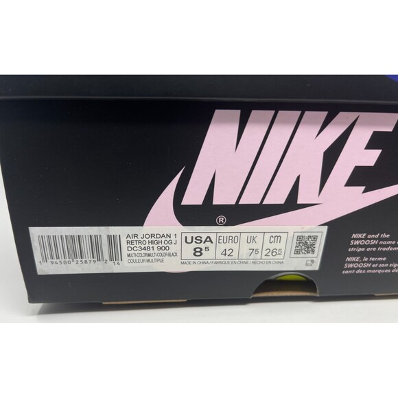 Size 8.5 - Jordan 1 Retro OG High x J Balvin Tie Dye Shoes DC3481-900 - Picture 8 of 8